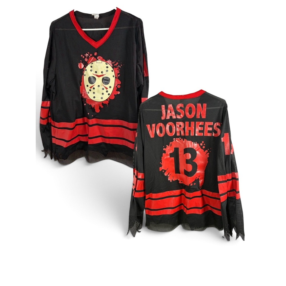 Friday the 13th Jason Voorhees Hockey Jersey Black Mesh Men M Halloween Costume